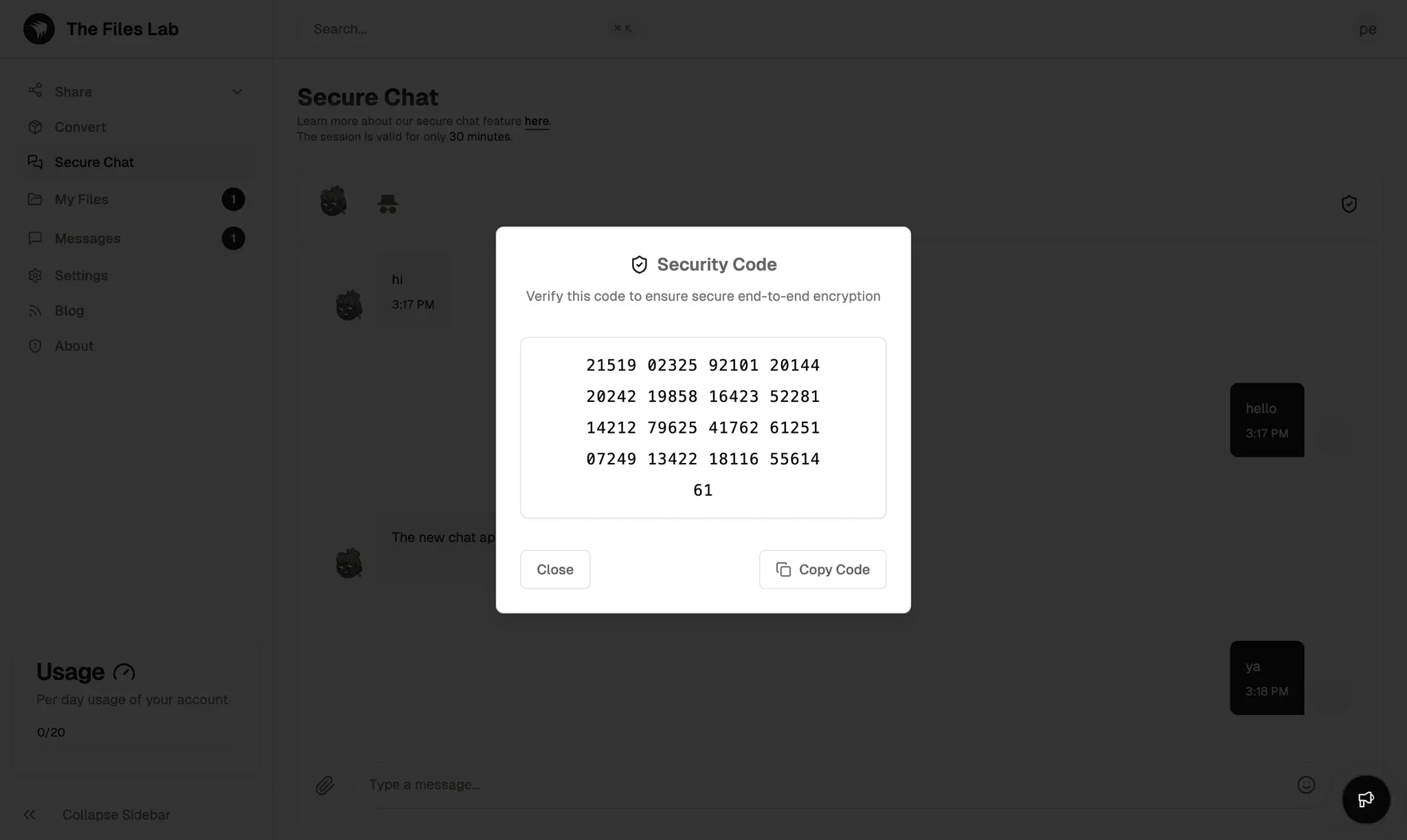 Secure Chat Security Code Image Light